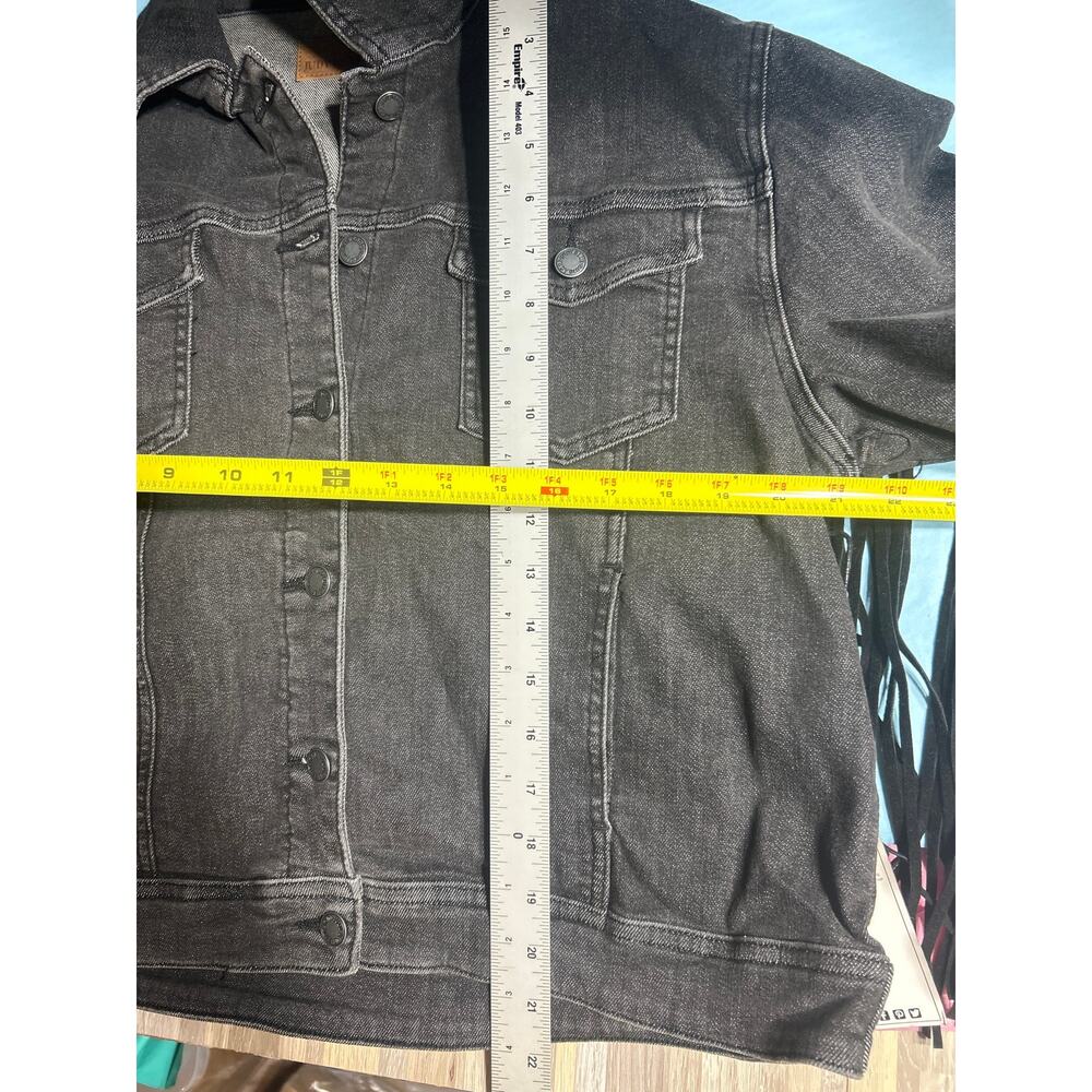 Judy Blue NWT So Fun Women's Black Fringe Denim Jacket. Size 1XL (14-16) - Picture 4 of 7